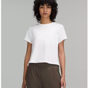 Salmon Distressed Lululemon Crop tee